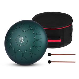 Tamburo per linguetta in acciaio da 14 pollici tamburo per Hangpan 15 note strumento a percussione d-key con borsa per batteria per mazze - Product Image 1