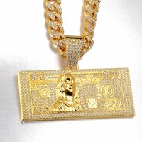 Collier pendentif style européen et américain, motif dollar, polyvalent, vente en gros