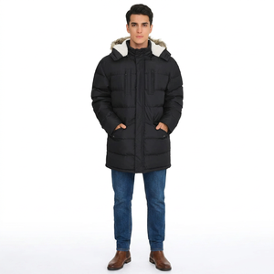 Chaqueta Parka de Lona con Capucha Personalizada para Hombre, con Cuello Alto, Abrigo Cortavientos Cálido para Otoño - Product Image 1