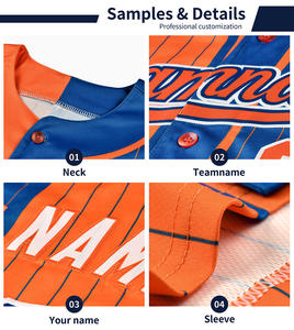 Venta al por mayor de fábrica logotipo personalizado adulto rayas béisbol Jersey sublimación impresa 100% poliéster secado rápido transpirable ropa deportiva - Product Image 4
