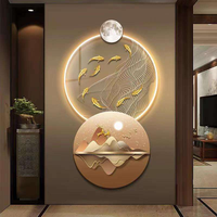 Peinture abstraite moderne en porcelaine de cristal avec éclairage LED, paysage abstrait, imperméable, écologique, sans cadre, décoration murale pour la maison