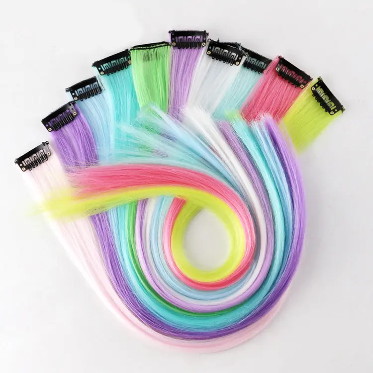 Bán buôn đầy màu sắc UV Neon xoăn clip trong phần mở rộng tóc đuôi ngựa Nhà cung cấp