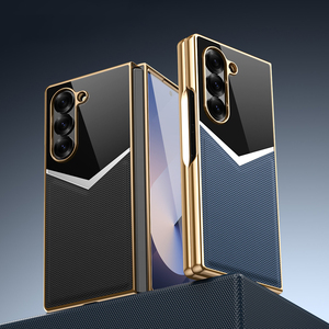 Mạ Điện Cứng PC Với PU Da Chống Sốc Lai Cứng Cover Quay Lại Điện Thoại Trường Hợp Đối Với Samsung Galaxy Z Gấp 7 6 5 - Product Image 3