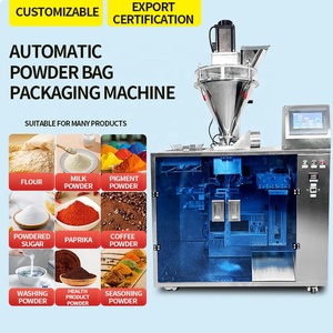 Custom Pneumatic Cosmetic Chili Cocoa Matcha Coffee Powder Zipper Doypack Pouch Three Side Feeding Weighing Packing Machine - Product Image 2