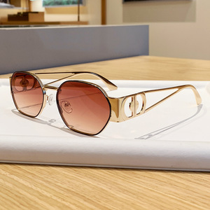 D Brand Oval Metal <b>Sunglasses</b> UV400 Full Rim Unisex Beach Driving Outings Cycling Stage Parties - Product Image 1