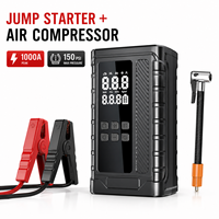 Compresseurs d'air numériques sans fil en plastique 150 psi 2000 mAh*4, gonfleur de pneus automatique avec surveillance précise de la pression, idéal pour les situations d'urgence