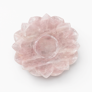 Hermosas tazas de cuarzo rosa talladas a mano con diseño de loto - 5 pulgadas de diámetro y 325 g (0.72 lb) - SOLO UNA TAZA - Product Image 2