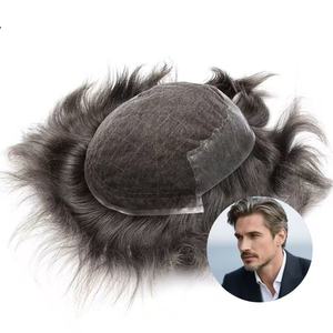 วิกผมผู้ชาย Quantum 6 Series แบบผมแท้ Remy ลอนธรรมชาติ ผมอินเดีย เนื้อผม 38 มม. ผูกด้วยมือ 100% ไร้รอยต่อ ฐานลูกไม้ PU - Product Image 1