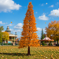 Grand arbre artificiel personnalisé en fibre de verre, type Penglai Pine ou Metasequoia, couleur orange, pour la décoration paysagère des parcs à thème