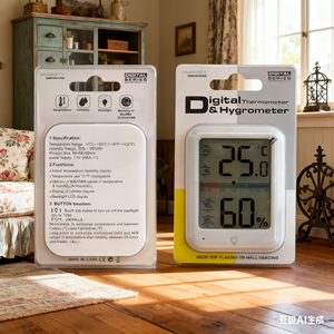Nhiệt kế kỹ thuật số ẩm kế trong nhà với đèn nền-Màn hình độ ẩm nhiệt độ chính xác cao, chỉ báo mức độ thoải mái, - Product Image 6