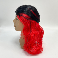Moitié Noir Rouge Maîtresse Morbide Perruque Deux Tons Goth Hipster Vamp Méchante Sorcière Halloween Perruque