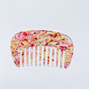 Fashion Vintage <b>Wide</b> Tooth Detangling <b>Comb</b> for Thick Curly Wavy Hair Acrylic & Acetic Acid Material Colorful Design - Product Image 2