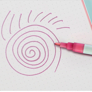 ปากกาเน้นข้อความแบบสองเส้น 8 สี พร้อมกลิตเตอร์เรืองแสง ปากกาเมจิกสีติดทนนาน ใช้น้ำเป็นส่วนผสม แห้งเร็ว หัวปากกาขนาด 1~2 มม. - Product Image 4