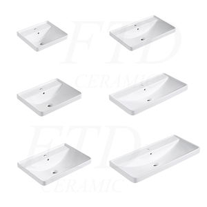 Lavabo en céramique blanche de luxe, 24 pouces, en <span class=keywords><strong>granit</strong></span>, design rectangulaire moderne pour hôtels - Product Image 5