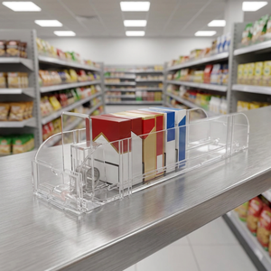 Sistema de Empuje de Estantes con Resorte, Empujador Automático de Paquetes de Cigarrillos para Minoristas, Supermercados y Tiendas de Tabaco - Product Image 1