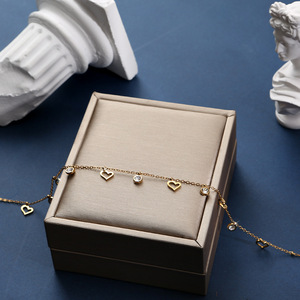 Collar de Acero de Titanio con Corazón Hueco y Circonita para Mujer, Joyería de Moda Elegante y de Lujo para Regalo de Cumpleaños - Product Image 4