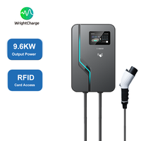 Nouvelle station de recharge pour véhicules électriques prête à l'emploi 9,6 kW certifiée CE avec écran LCD, mesure de la consommation d'énergie, IP65, prise Type 1/Type 2, compatibilité mondiale