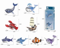 Puzzle 3D personnalisé en gros, modèle animal marin - Tyrannosaure, puzzle en papier avec moins de 50 pièces pour enfants de 2 à 13 ans, jouet éducatif DIY