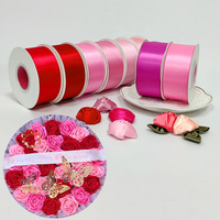 Ruban de satin en gros 187 Azalea, 100 yards par rouleau, 4 cm pour la Saint-Valentin, bricolage de fleurs en rose