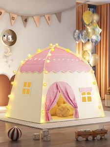 Tenda da Gioco per Bambini <span class=keywords><strong>a</strong></span> Forma di Castello Rosa, Grande Casetta Pieghevole con Luci Stellate, Giocattolo per Interni ed Esterni, Regalo per Bambine - Product Image 4