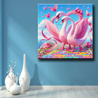 Peinture Diamant en Résine Ever Moment, Couple de Cygnes, Cadeau Créatif pour Mariage et Anniversaire, Kit de Mosaïque DIY sur Toile en Velours Doux ASF2954