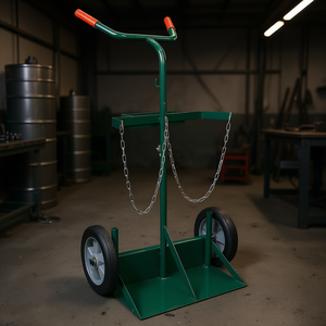 Carrello Porta Bombole Doppio Verde con Ruote in Gomma Piena da 10 Pollici, Capacità 200 kg, Telaio in Acciaio Verniciato a Polvere - Product Image 2