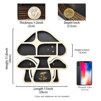 Étagère de présentation en bois découpé en forme de champignon à quatre niveaux, support de rangement pour pierres de cristal, décoration murale gothique sorcière pour la maison et le bureau, cadeau