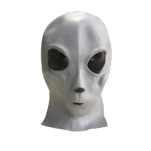 Máscara gris de Alien para adultos, disfraz realista para Halloween, máscara de cara completa para fiesta