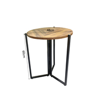 Table d'appoint ronde, table basse industrielle rustique en métal et bois, petite table à café portable, meubles de salon