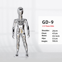 GD-9 Mannequin Enfant 2-3 Ans Doré Chromé en Plastique, Présentoir pour Vêtements et Accessoires pour Enfants