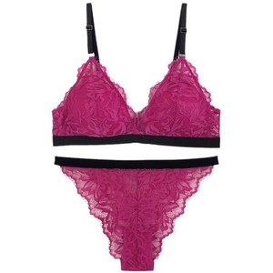 Wholesale See Through Embroidered Eyelash Lace Lingerie Set New Arrival <b>Thin</b> <b>Wire</b> Free Bra and Panty Set - Product Image 5