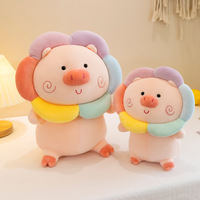 Adorable Peluche Cochon Arc-en-ciel, Poupée Cochon Tournesol de Dessin Animé, Poupée Fille Créative, Cadeau pour Fille, Peluche Cochon Super Douce avec Rembourrage en Coton PP