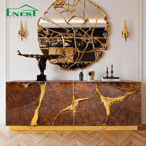 Mobile da Ingresso di Lusso <span class=keywords><strong>Moderno</strong></span> in Legno <span class=keywords><strong>Antico</strong></span> per Ville Credenza Dorata per Ingresso <span class=keywords><strong>Arredamento</strong></span> Casa - Product Image 1