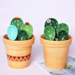 Set di Cucchiai Dosatori a Forma di Cactus con Vaso in Ceramica, Utensili da Cucina Creativi e Decorazioni - Product Image 1