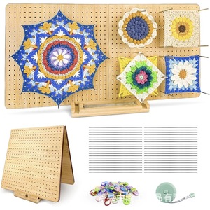 Tablero de ganchillo de madera maciza DIY, tablero de tejido artesanal con patrón floral, tablero de ganchillo plegable de madera para tejer con hilo. - Product Image 5