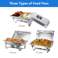 Chauffe-Plat Rectangulaire Économique Ownfit en Acier Inoxydable, Plat Profond pour Buffet, Réchaud Alimentaire avec Double Support à Combustible