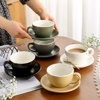 Ensemble tasse à café en céramique avec soucoupe, mug pour latte art, ensemble de thé de l'après-midi style Instagram, design nordique minimaliste, tasse à expresso, logo personnalisé
