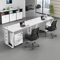 Bureau de travail moderne avec rangement mobile, table de bureau pour plusieurs personnes