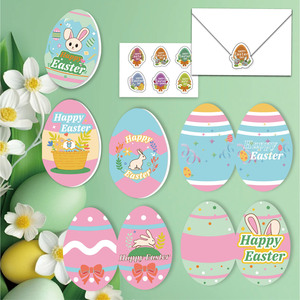 การ์ดอวยพรไข่อีสเตอร์รูปวงรีกระดาษการ์ดสีขาวเคลือบเงา DIY ของตกแต่งงานปาร์ตี้ - Product Image 1