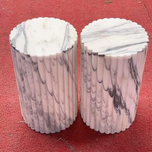 Meja samping marmer putih mewah Modern tiang bulat tiang alas berdiri dengan rak Tampilan Vila kubus untuk <span class=keywords><strong>Cafe</strong></span> Bistro - Product Image 1