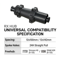 Ensemble de moyeux de vélo Center Lock pour frein à disque, moyeu arrière à tirage droit 24H HG pour route et gravel, axe traversant 12 mm, cliquet étoile