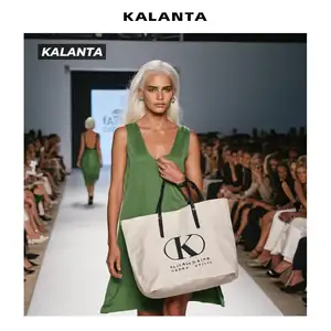 KALANTA logo capacity beach with large ladies everyday eyeglass weaved bags bag women custom handbags tote leather