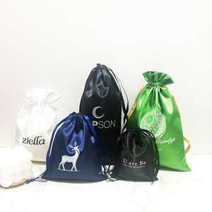 Sac à cordon en satin de soie personnalisé en gros, doux, avec logo, pour bijoux, cadeaux de mariage, pochette anti-poussière, emballage - Product Image 5
