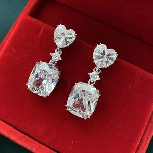 Pendientes de Cristal Mian Jana, Plata 925, Corazón de Cuarzo Rosa, Engaste de Garras, Joyería Romántica para Mujer, para Boda - Product Image 5