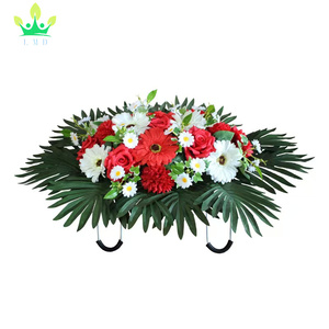 Flor de lápida Sillín Flores de <span class=keywords><strong>cementerio</strong></span> artificiales <span class=keywords><strong>para</strong></span> tumba-Arreglo de flores de mezcla realista <span class=keywords><strong>para</strong></span> decoraciones conmemorativas Ajuste fácil - Product Image 2