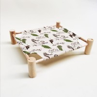 Petit nid de chat en bois quatre saisons lit de camp pour animaux de compagnie respirant avec motif animal non lavé paquet d'hiver chat chien litière tapis boîte