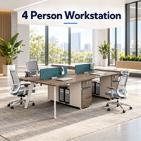 Bureau moderne en bois pour 6 personnes avec rangement, poste de travail modulaire pour espace de travail partagé en open space