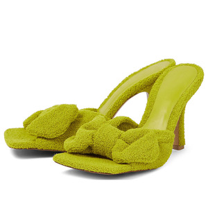 Sexy punta quadrata <span class=keywords><strong>tacco</strong></span> alto muli <span class=keywords><strong>scarpe</strong></span> sandalo tacchi scivoli pantofole da donna <span class=keywords><strong>scarpe</strong></span> da festa per donna - Product Image 2