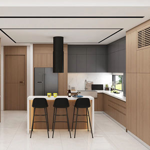 Ensemble de placards en bois multifonctionnels sur mesure, placards de cuisine modernes - Product Image 1