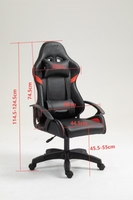 Chaise de jeu pivotante à 360° réglable en hauteur en cuir blanc et rouge